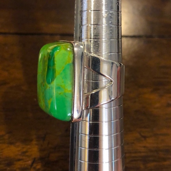 M JAY KING DTR Green Turquoise Sterling Silver Cabochon Ring Sz 10 - Picture 9 of 16